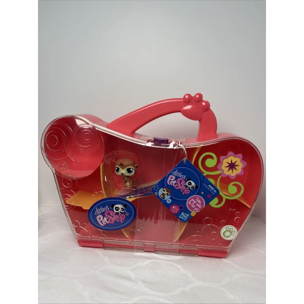 LPS Littlest Pet Shop Pink Carry Case with Meerkat #1376 New NOS